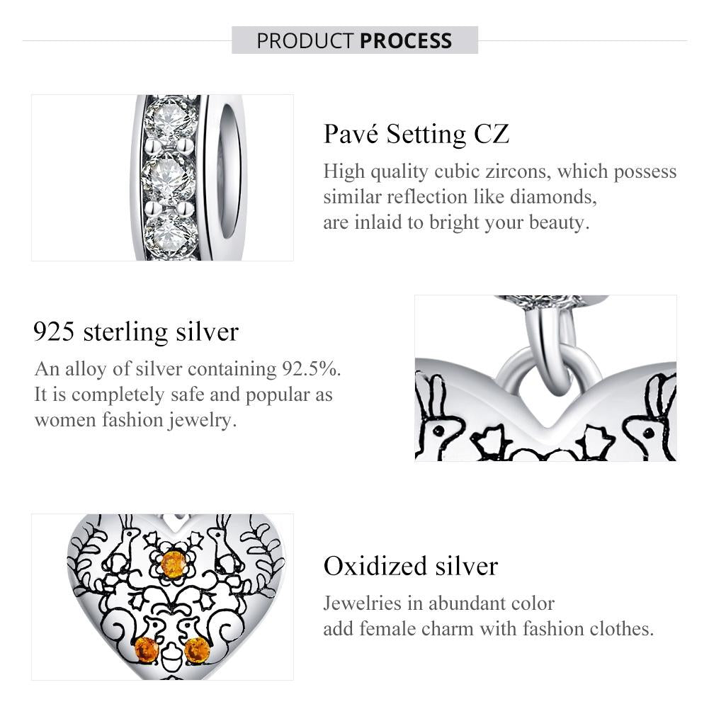 925 Sterling Silver Pine Cone Squirrel Pendant Diy Bracelet / Necklace 5