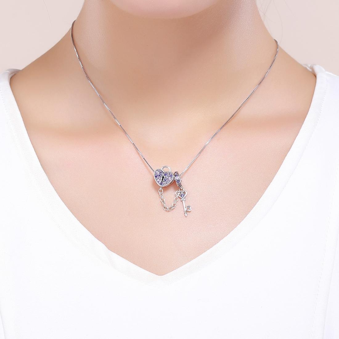 925 Sterling Silver Heart Key Safety Chain For Accessories 8