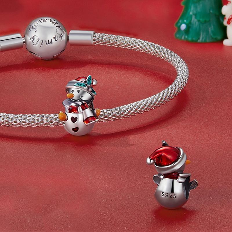 925 Sterling Silver Christmas Snowman Bracelet Beads 5
