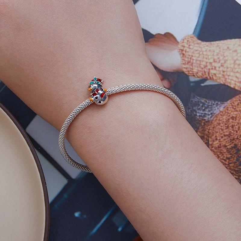 925 Sterling Silver Christmas Snowman Bracelet Beads 6