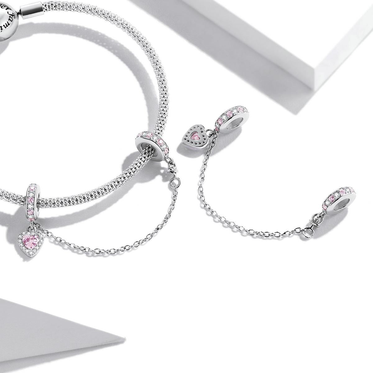 925 Sterling Silver Heart Zircon Safety Chain For Diy Bracelets & Necklaces 6
