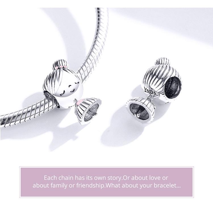 925 Sterling Silver Beaded Bracelet For Girls Diy Accessory 4