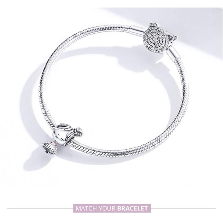 925 Sterling Silver Beaded Bracelet For Girls Diy Accessory 8