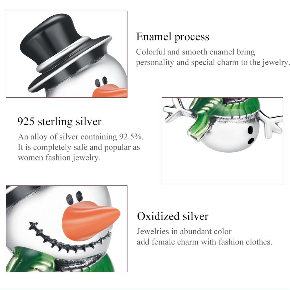925 Sterling Silver Snowman Beads For Diy Bracelets & Necklaces 6
