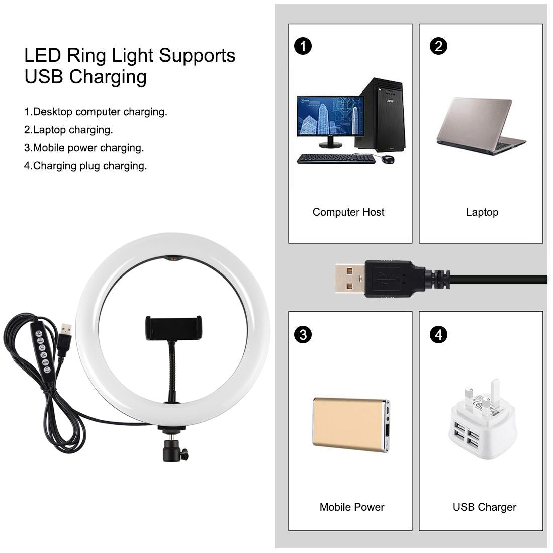 10.2 Rgbw Led Ring Light Kit with 1.1m Tripod & Phone Clamp 5