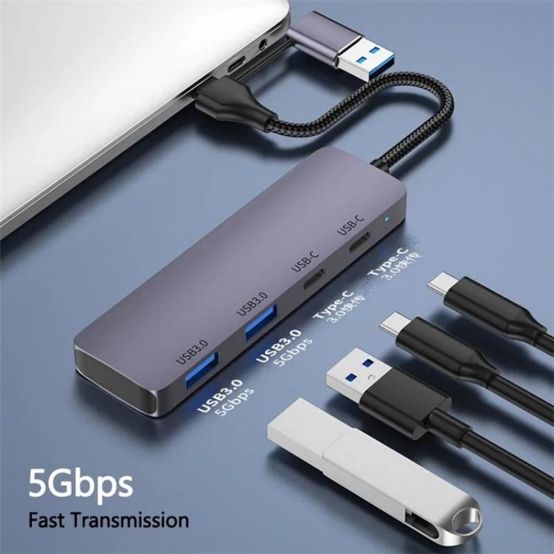 Usb 3.0 + Type-C 4-Port Hub Docking Station 6
