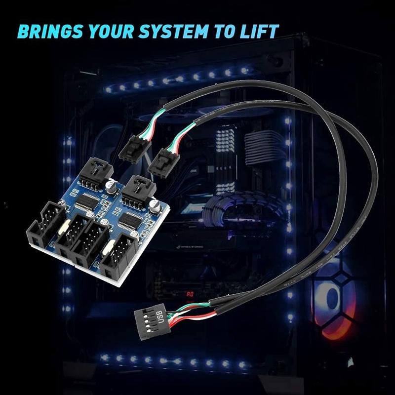 9-Pin Usb2.0 Hub Adapter With Splitter 4