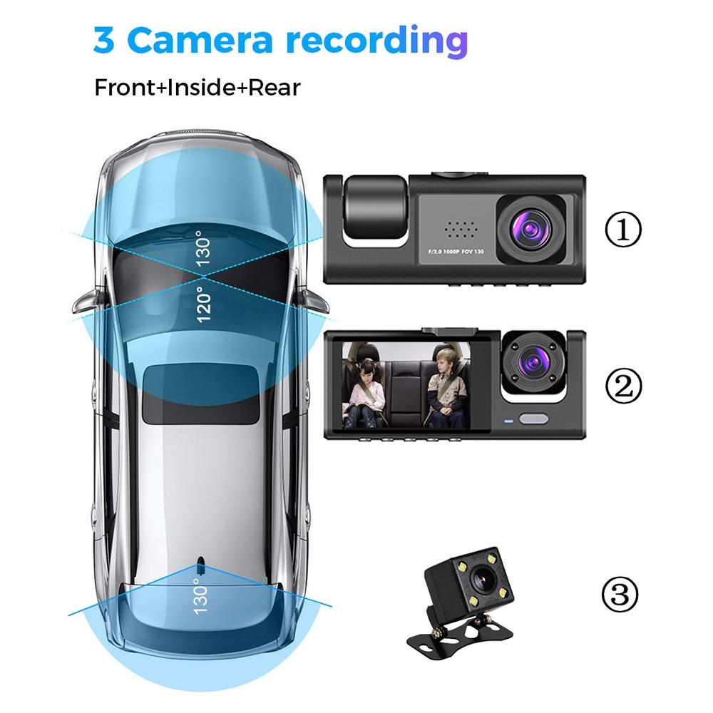 Hd Night Vision Car Driving Recorder with 3 Lenses 5