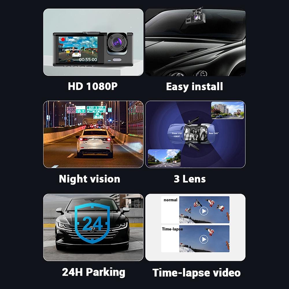 Hd Night Vision Car Driving Recorder with 3 Lenses 6