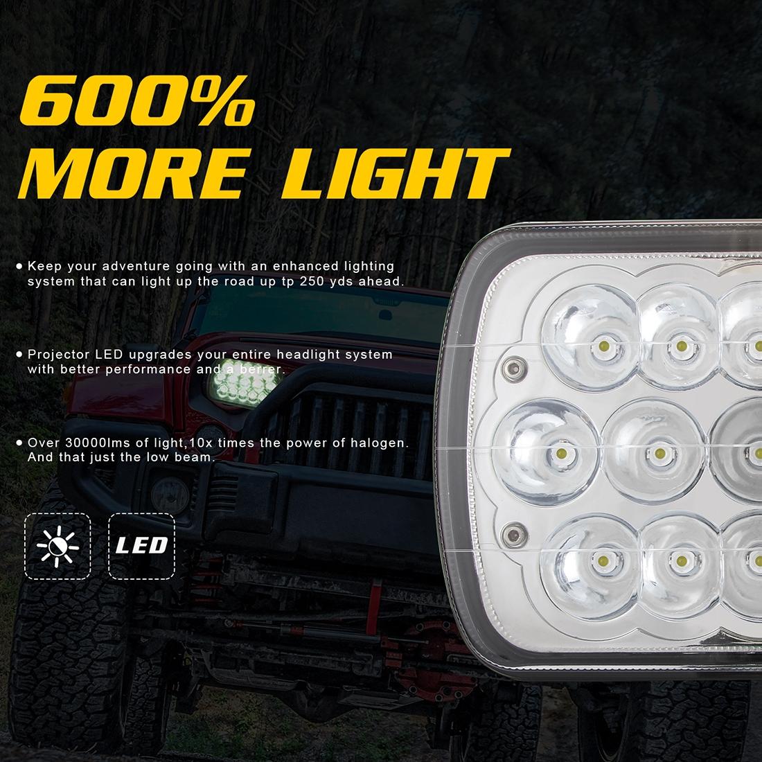 7 Inch 5X7 H4 15W Dc 9 - 30V 1500Lm Ip67 Car Truck Off - Road Vehicle Led Work Lights / Headlight With 15Leds Lamps 6