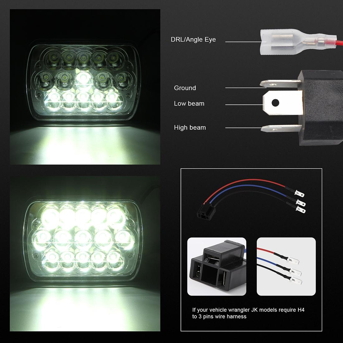 7 Inch 5X7 H4 15W Dc 9 - 30V 1500Lm Ip67 Car Truck Off - Road Vehicle Led Work Lights / Headlight With 15Leds Lamps 8