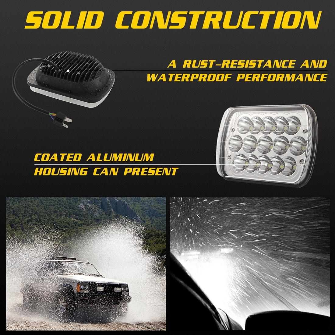 7 Inch 5X7 H4 15W Dc 9 - 30V 1500Lm Ip67 Car Truck Off - Road Vehicle Led Work Lights / Headlight With 15Leds Lamps 9