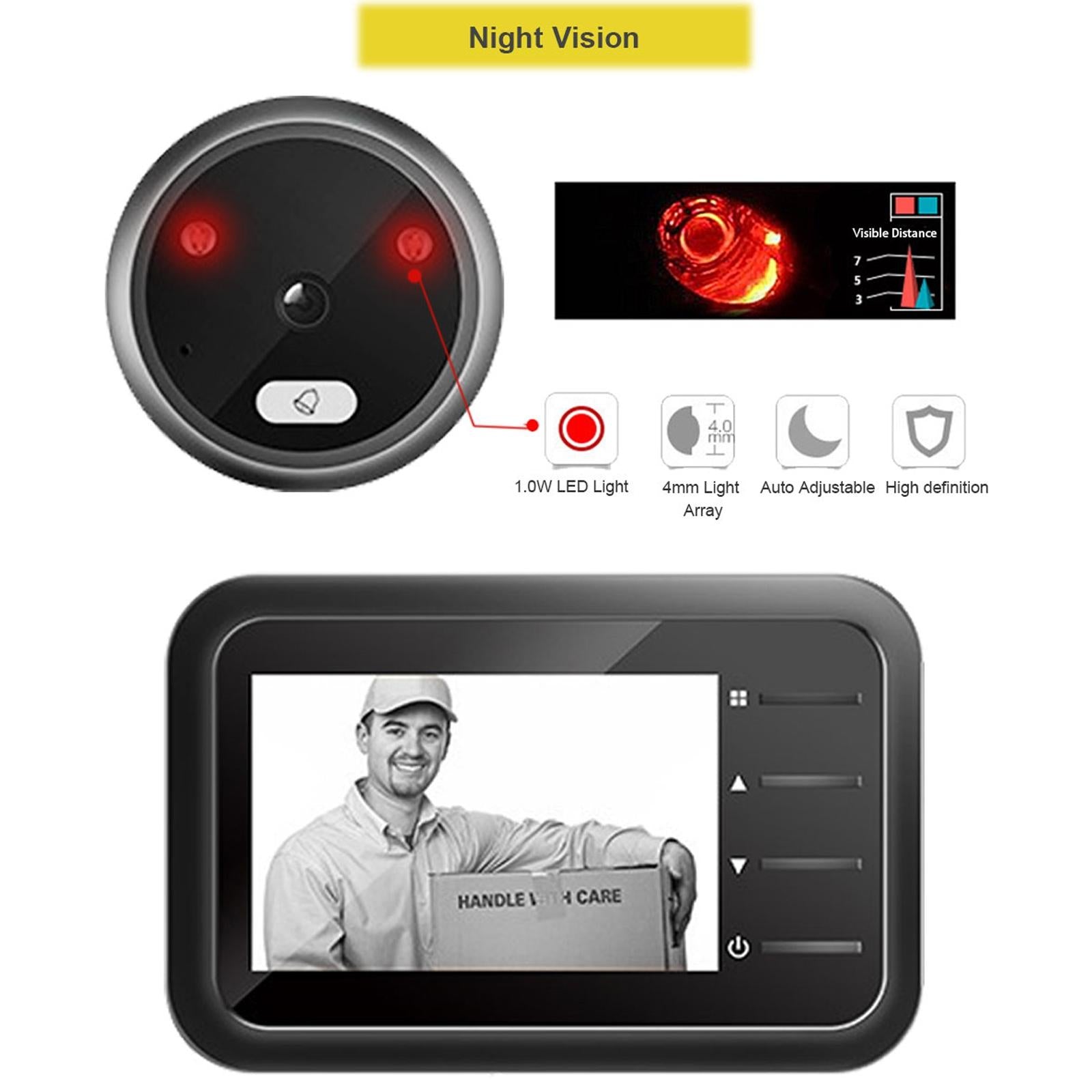 2.4 Night Vision Lcd Cat Eye Doorbell With Photo / Video Display 3