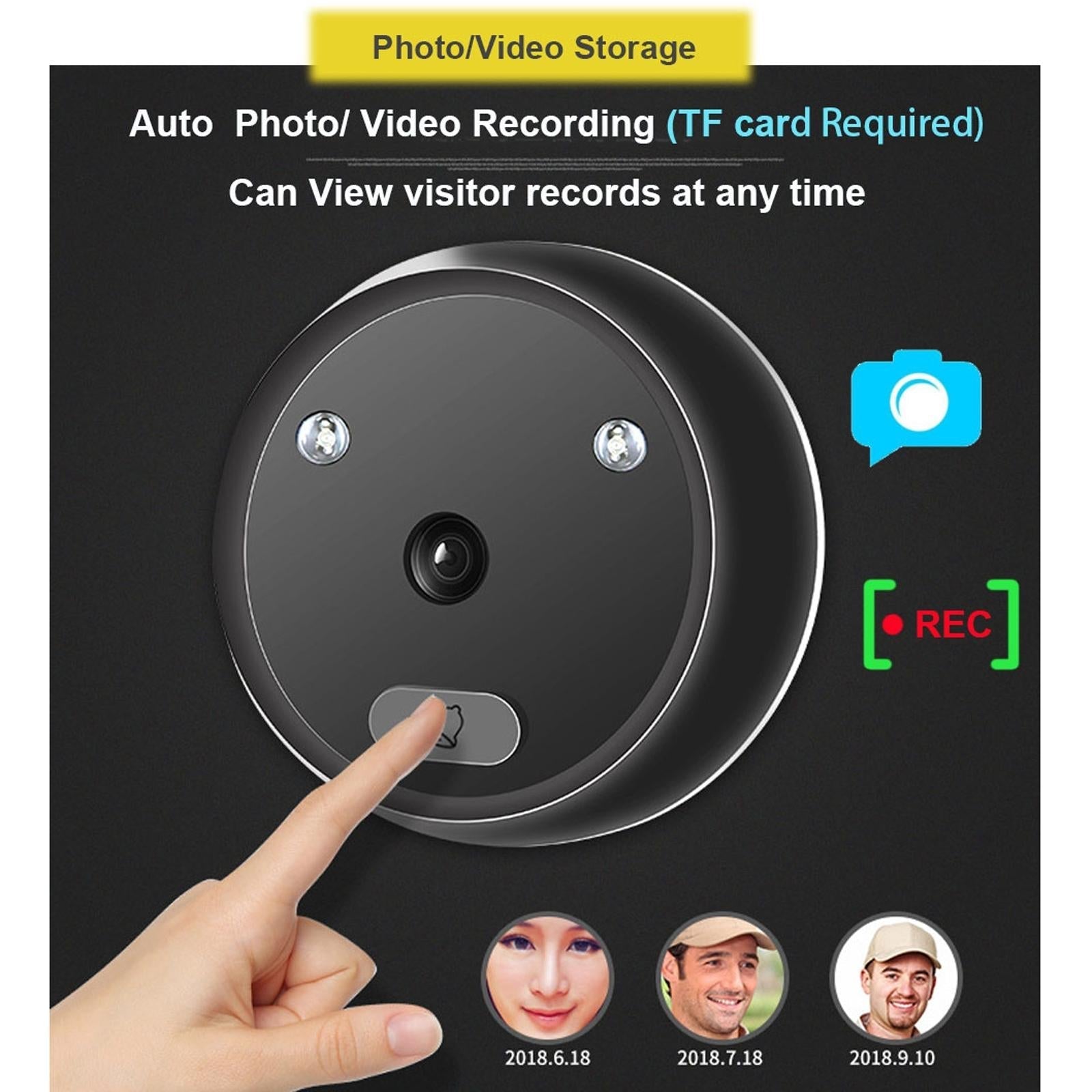 2.4 Night Vision Lcd Cat Eye Doorbell With Photo / Video Display 4