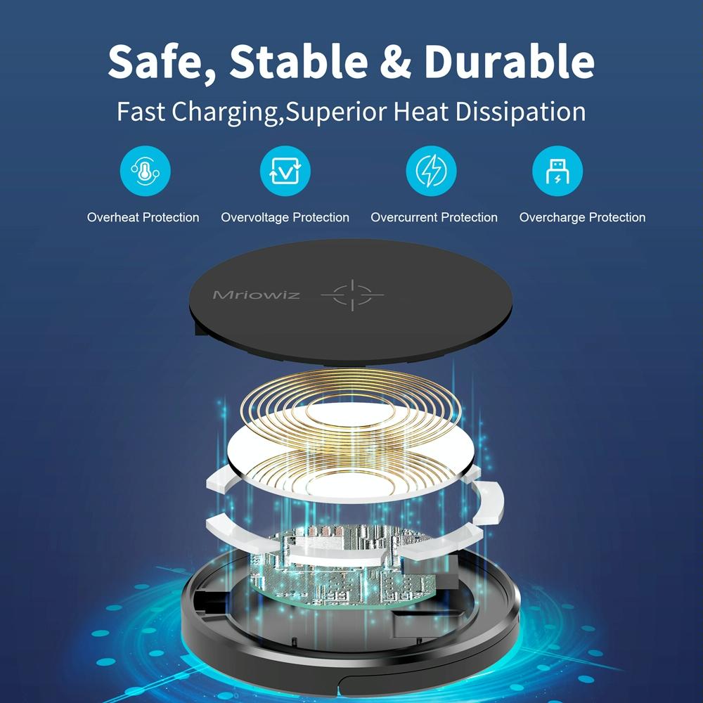 15W Desktop Magsafe Magnetic Wireless Charger With Usb C Cable 6