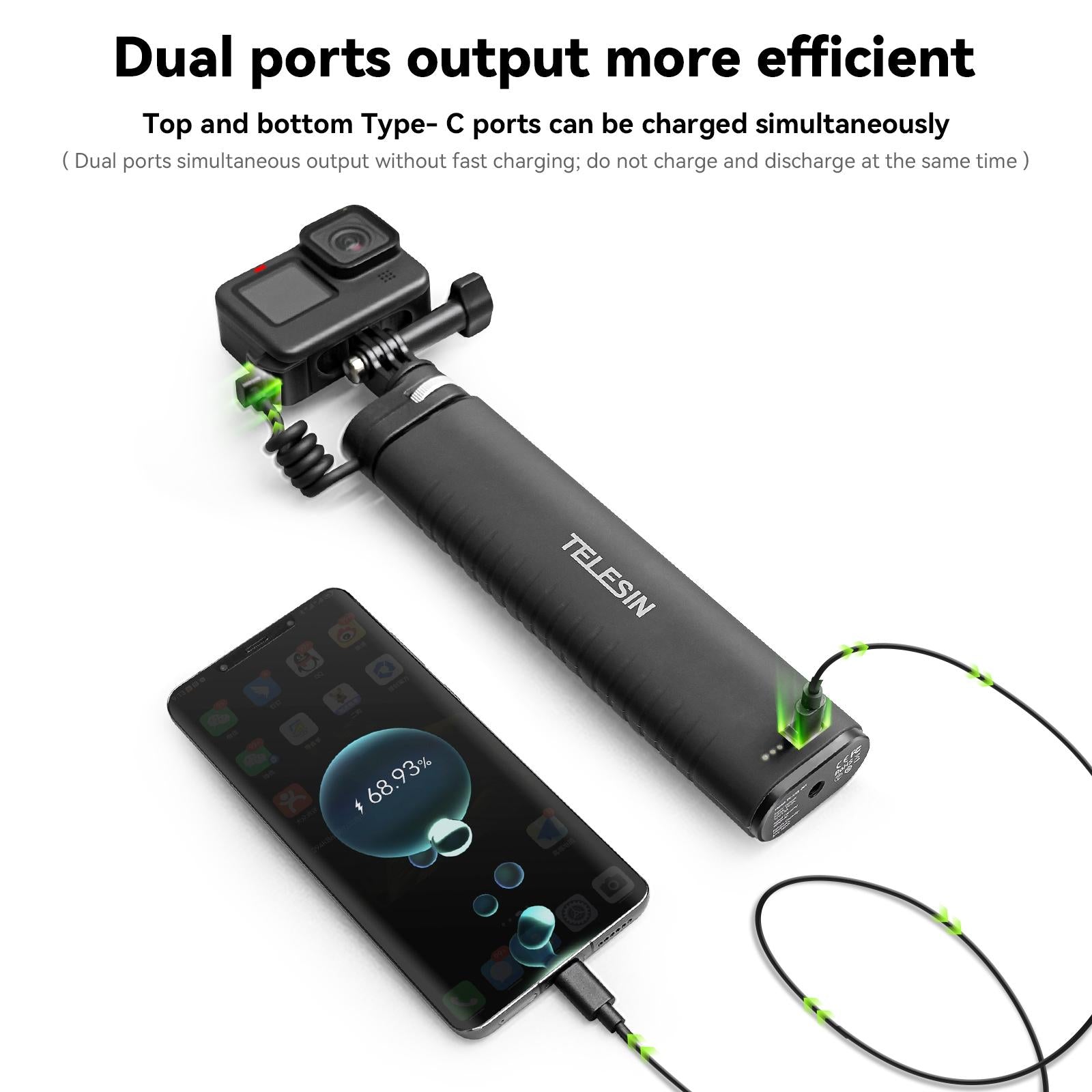 Sports Camera and Phone Selfie Stick with 10000mah Power Bank 3