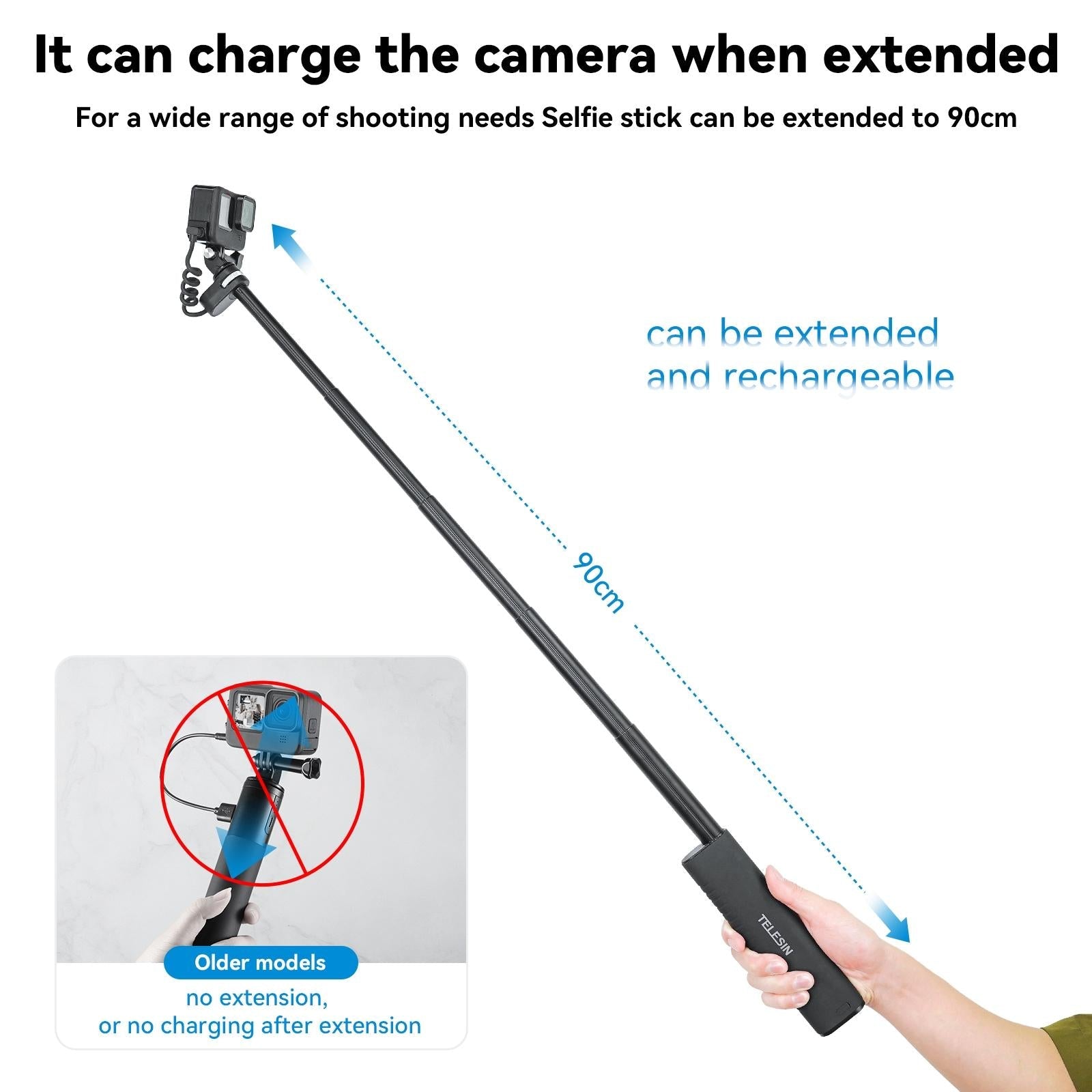 Sports Camera and Phone Selfie Stick with 10000mah Power Bank 5