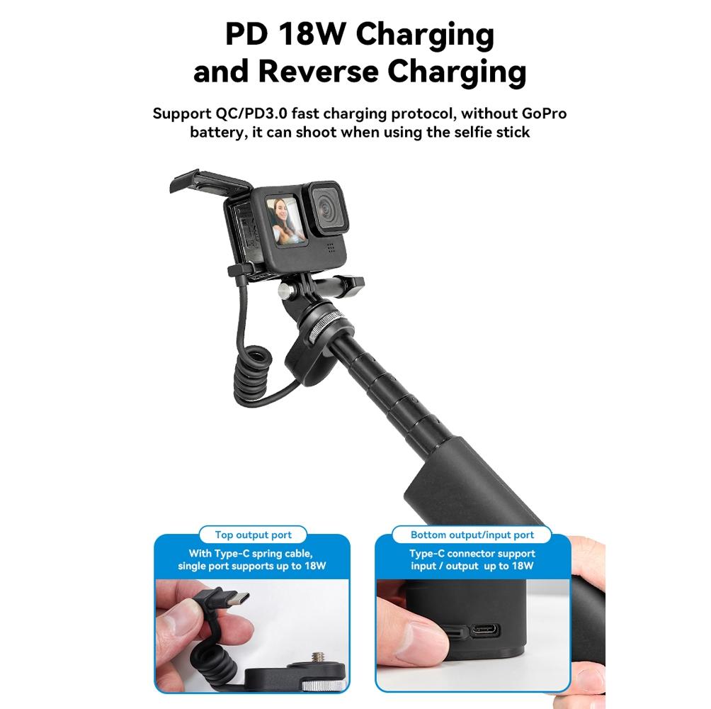 Sports Camera and Phone Selfie Stick with 10000mah Power Bank 6