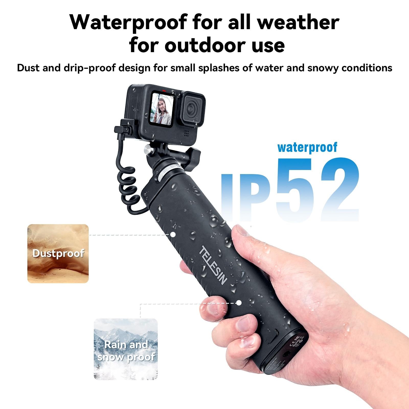 Sports Camera and Phone Selfie Stick with 10000mah Power Bank 7