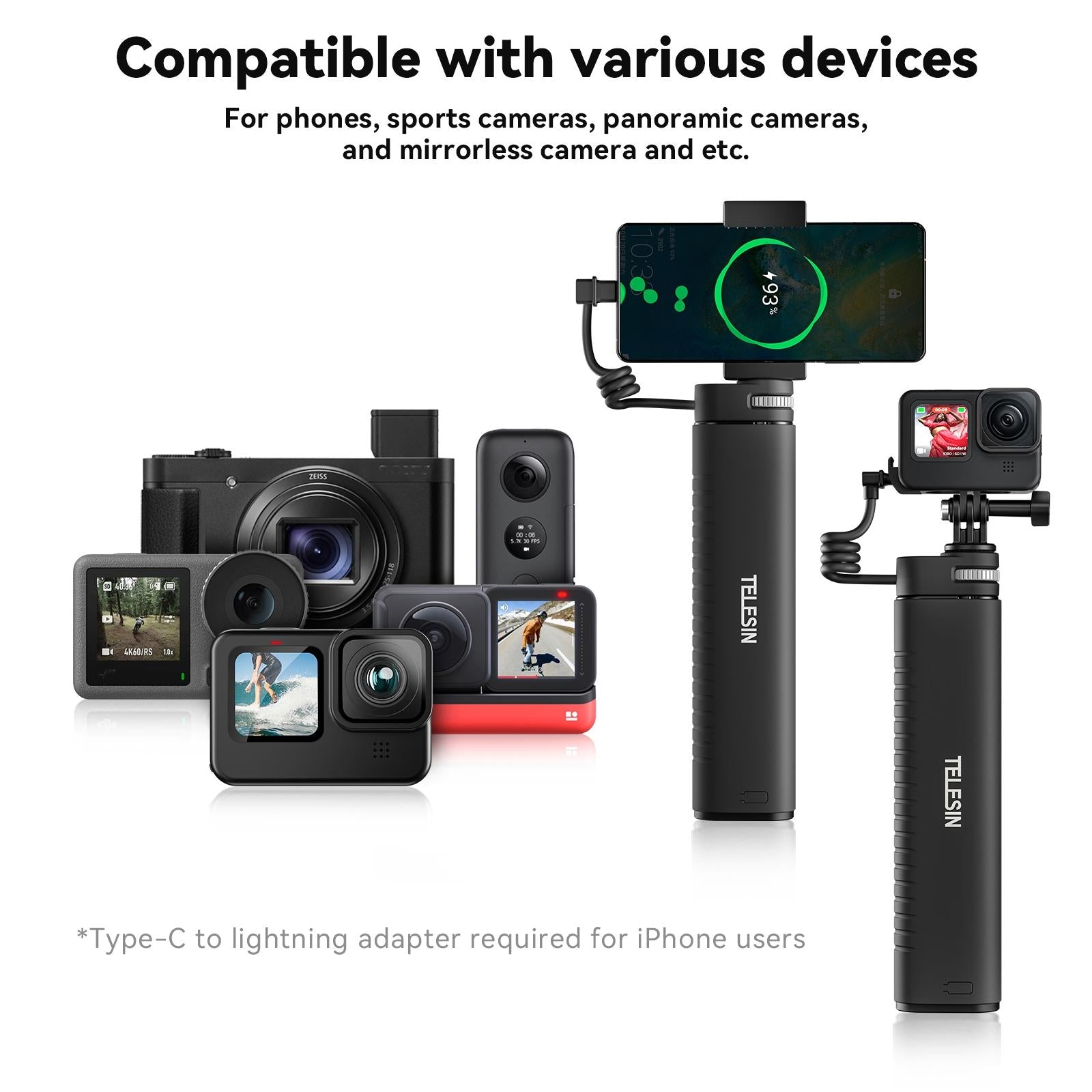 Sports Camera and Phone Selfie Stick with 10000mah Power Bank 8