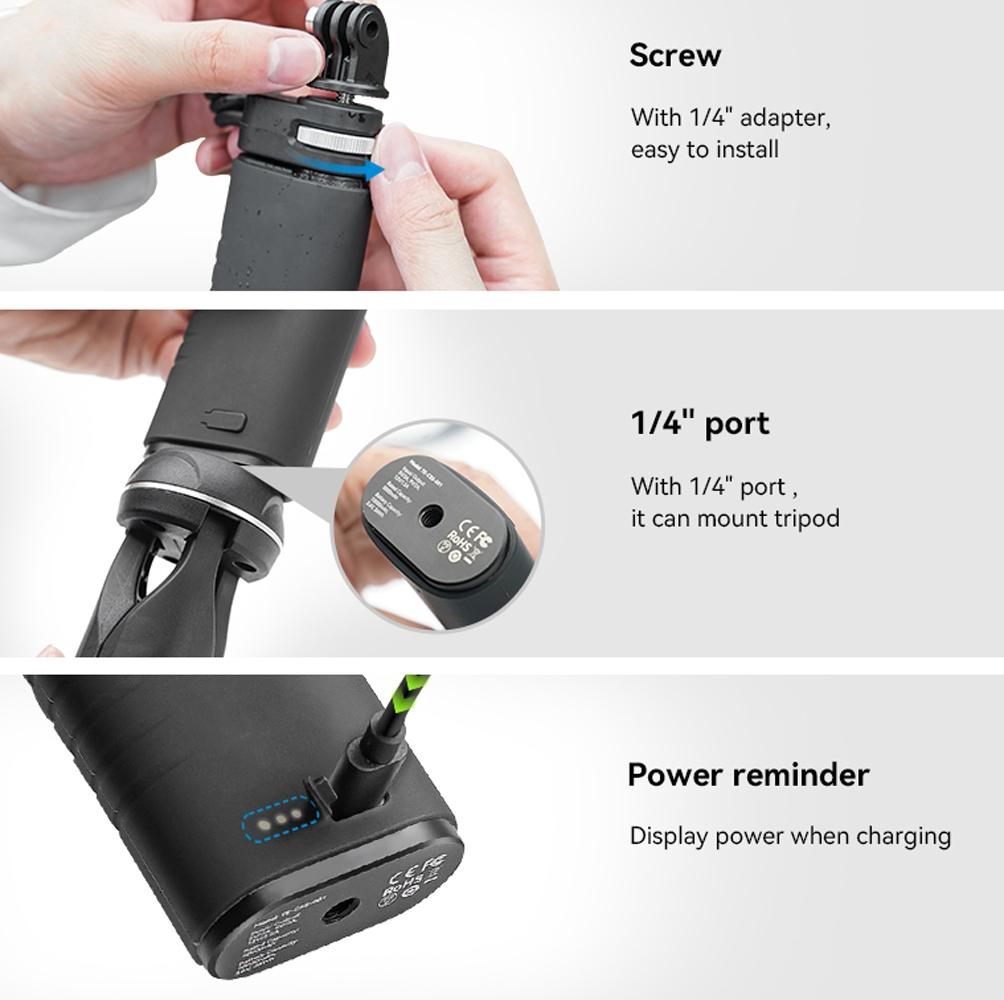 Sports Camera and Phone Selfie Stick with 10000mah Power Bank 10