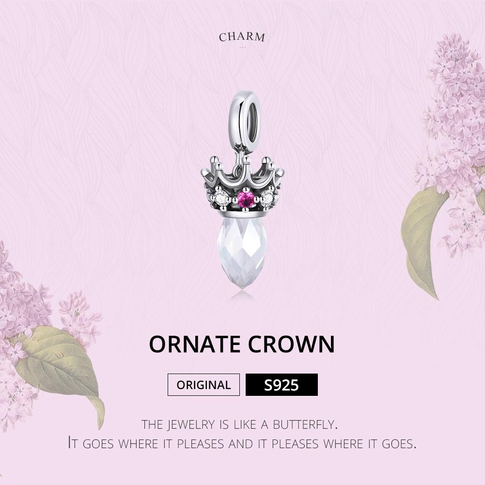 925 Sterling Silver Ornate Crown Pendant For Diy Bracelets & Necklaces 4