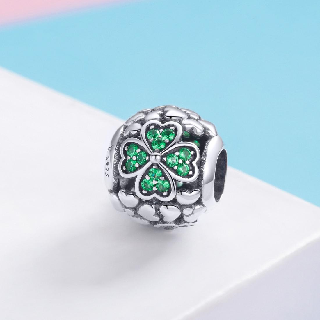 925 Sterling Silver Green Clover Bead For Diy Bracelets 3