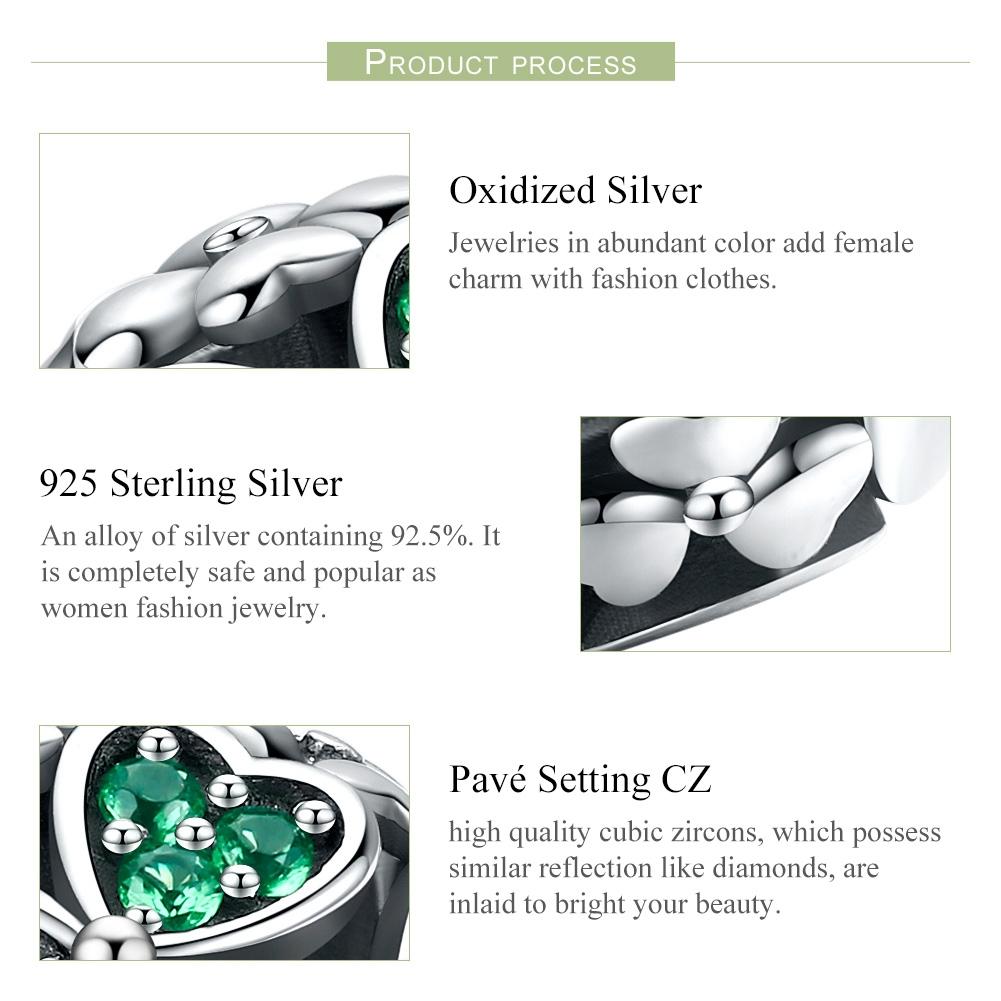 925 Sterling Silver Green Clover Bead For Diy Bracelets 5