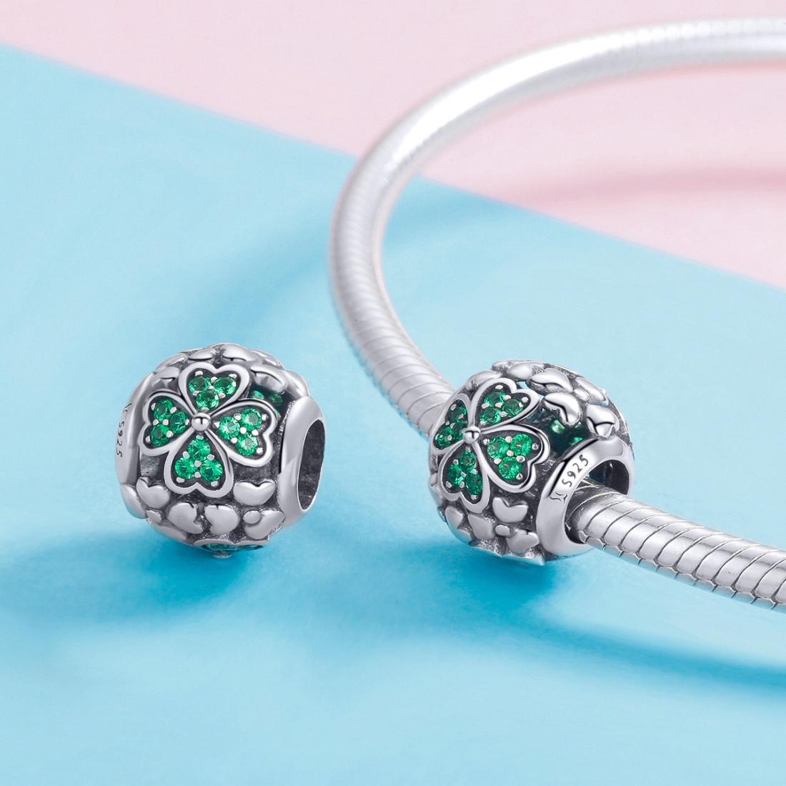 925 Sterling Silver Green Clover Bead For Diy Bracelets 6