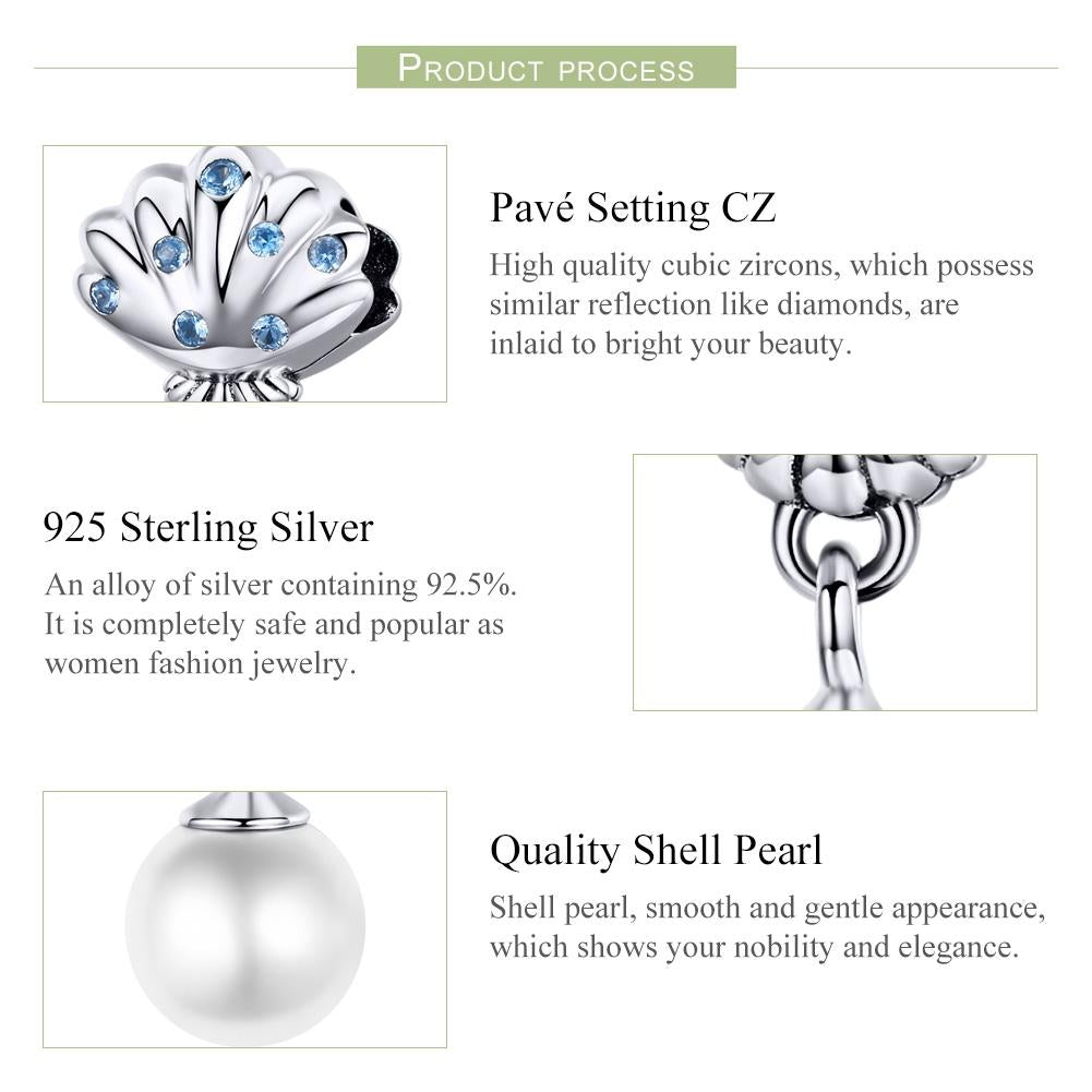 925 Sterling Silver Scallop Pearl Beaded Bracelet Accessory 5