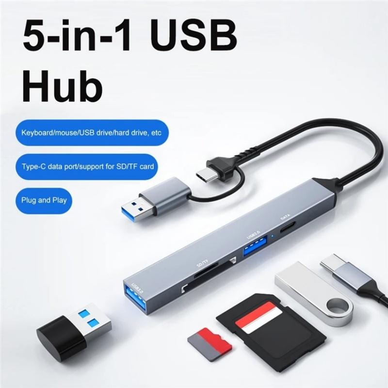 Usb 3.0 Hub With Sd / Tf Card Reader & Docking Station 5