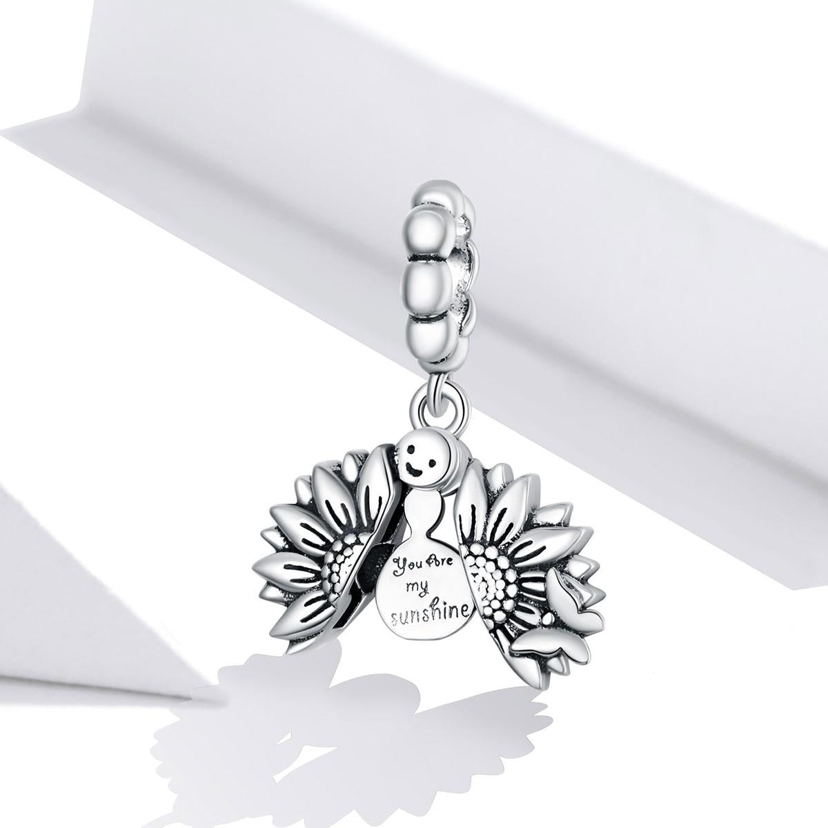 925 Sterling Silver Smiling Sunflower Pendant For Diy Bracelets & Necklaces 3