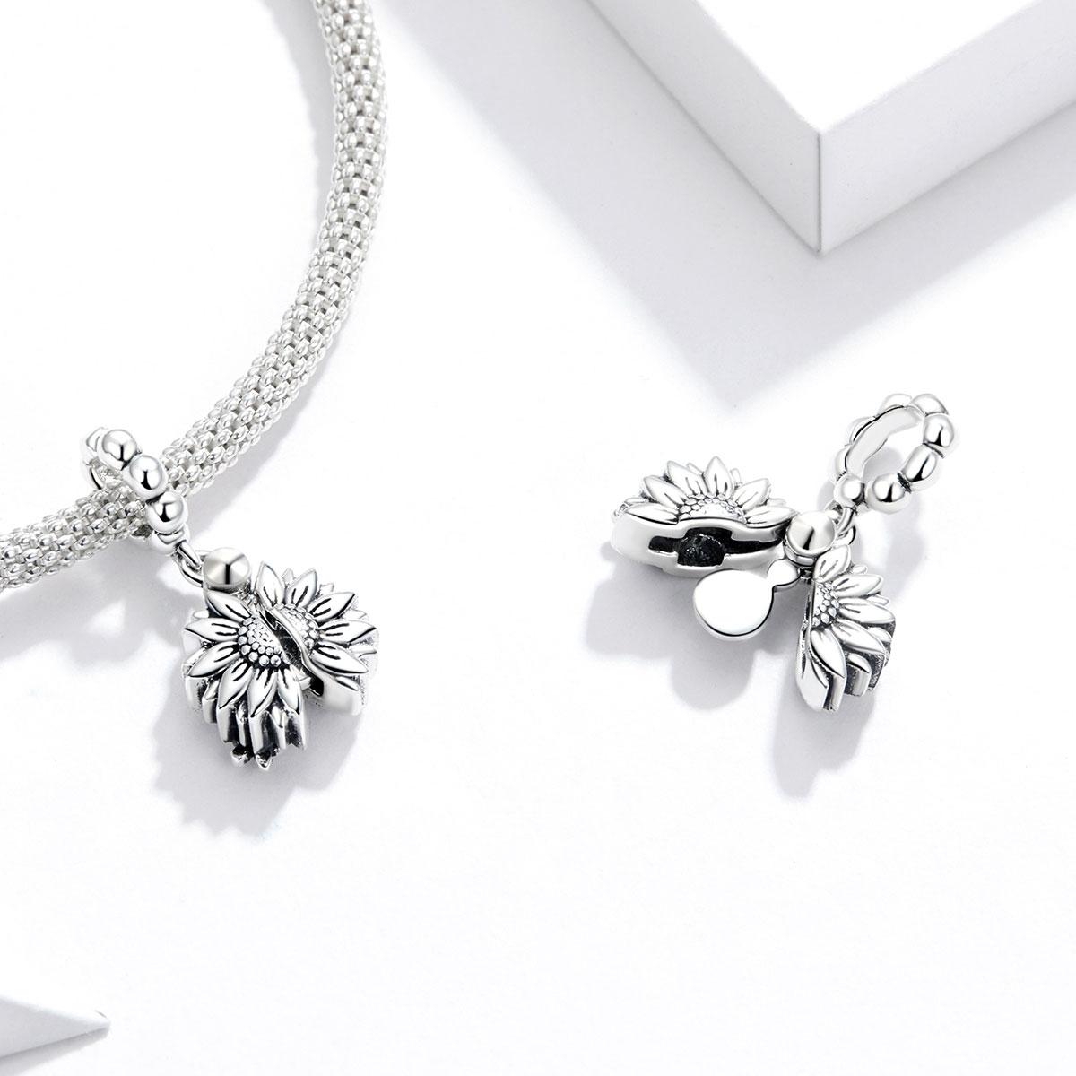 925 Sterling Silver Smiling Sunflower Pendant For Diy Bracelets & Necklaces 7