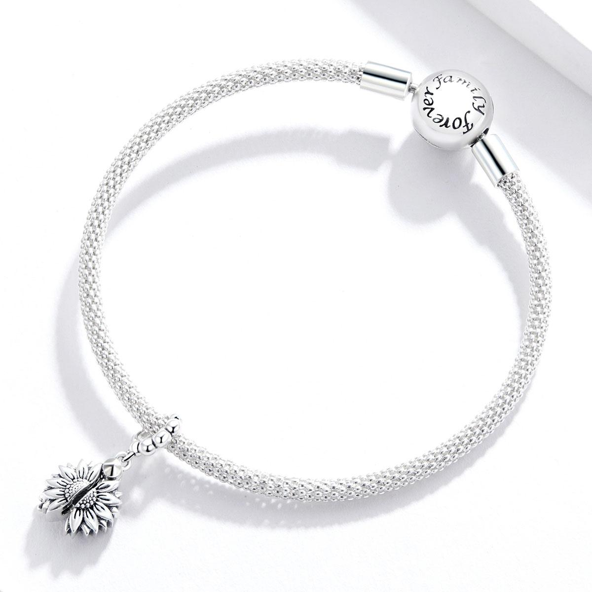 925 Sterling Silver Smiling Sunflower Pendant For Diy Bracelets & Necklaces 8