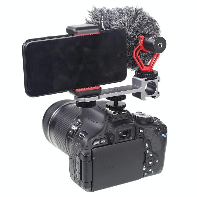 Three-Headed Hot Boot Adapter For Gimbal With Led Mic Mount 8