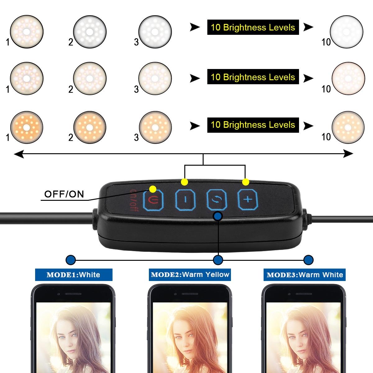Dimmable Led Ring Lamp with Phone Tripod Stand 4
