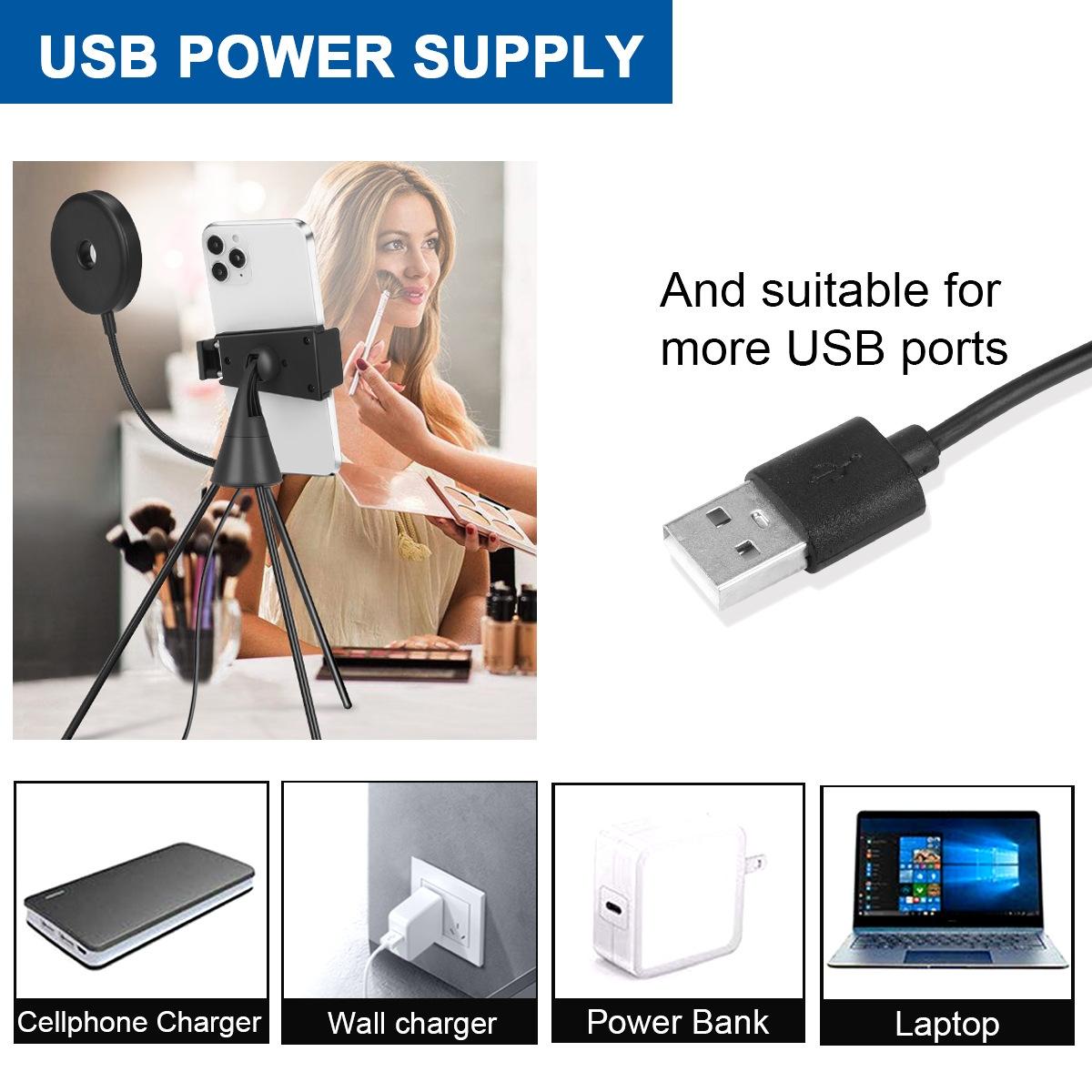 Dimmable Led Ring Lamp with Phone Tripod Stand 6