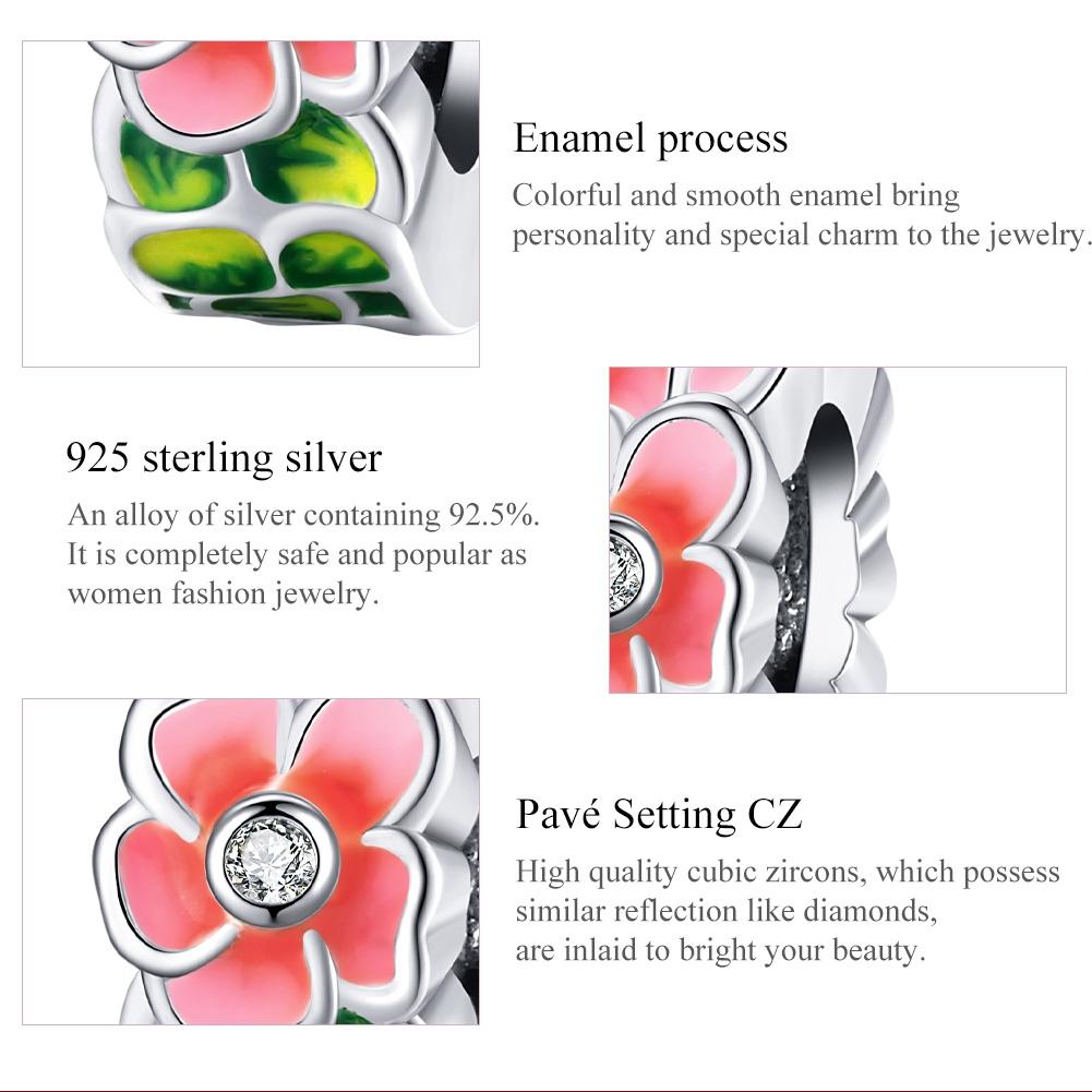 925 Sterling Silver Colorful Flower Beads For Diy Bracelets & Necklaces 6