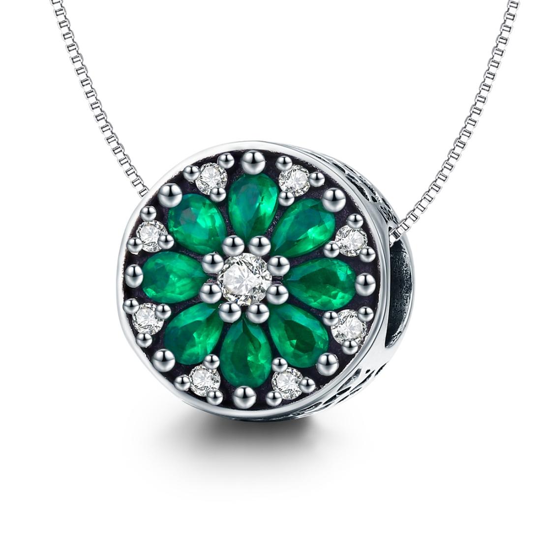 925 Sterling Silver Green Bead Pendant For Diy Bracelet Or Necklace 6