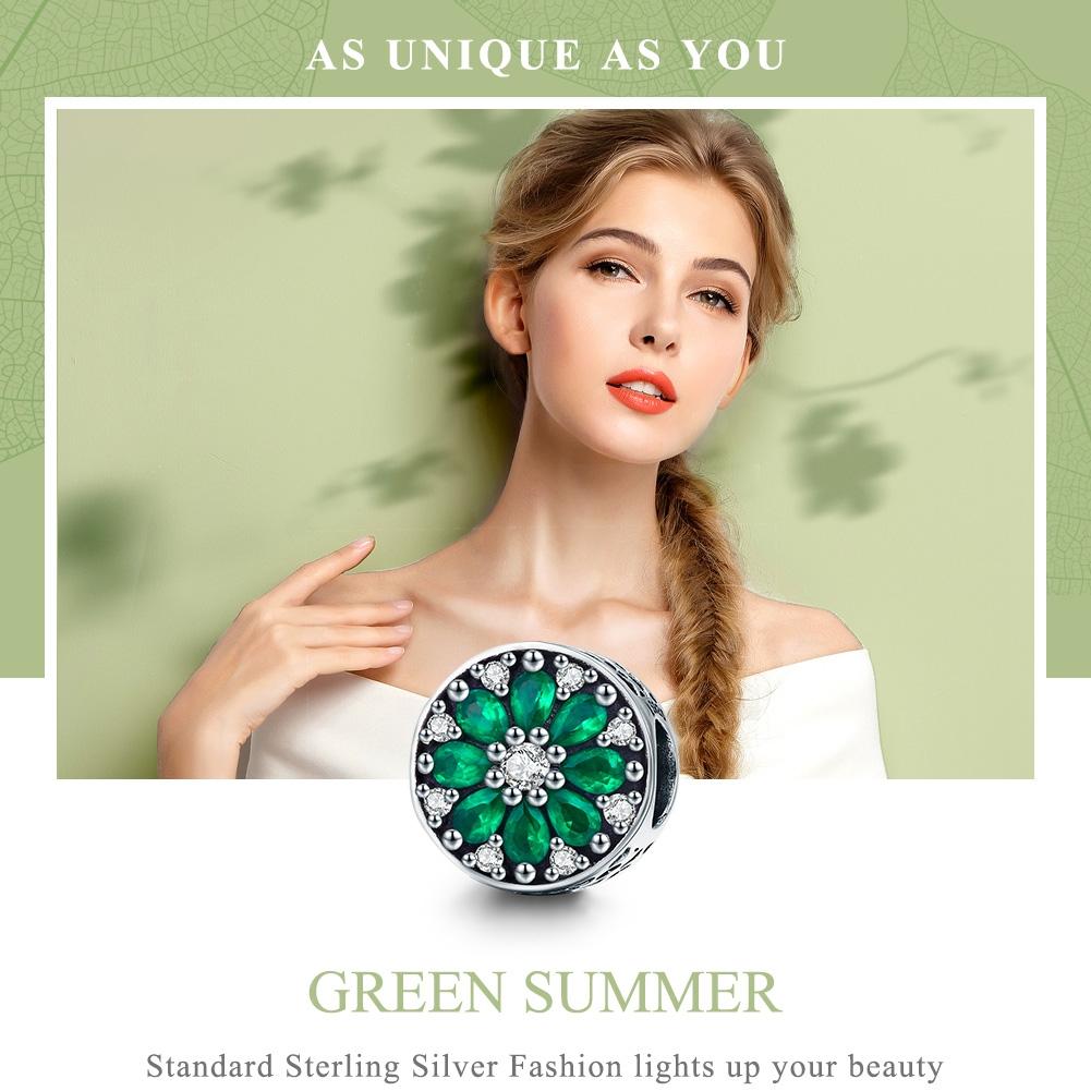 925 Sterling Silver Green Bead Pendant For Diy Bracelet Or Necklace 8