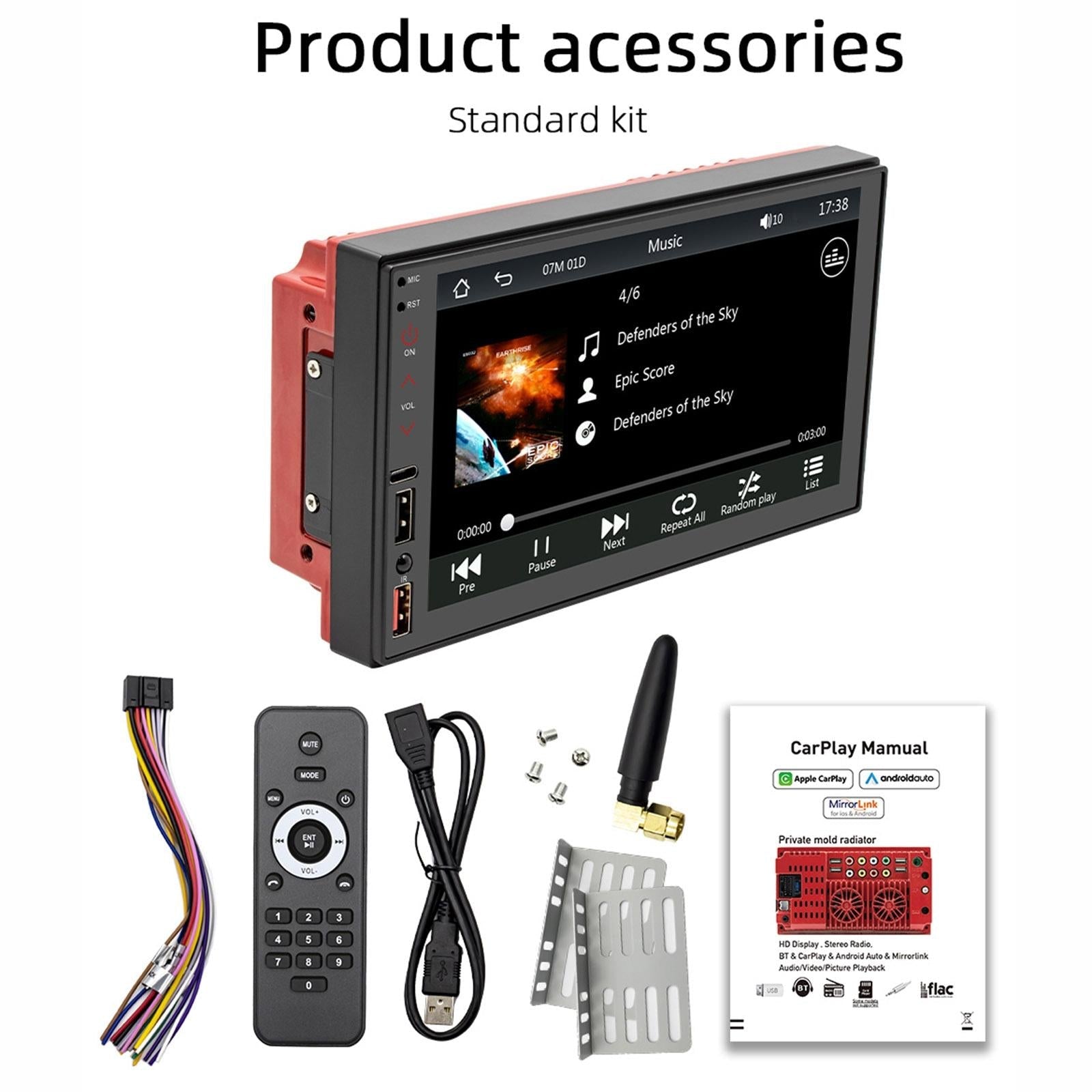 7 Inch Hd Touch Car Mp5 Player W / Bluetooth Reverse Mobile Internet Wired Carplay & Android Auto 11