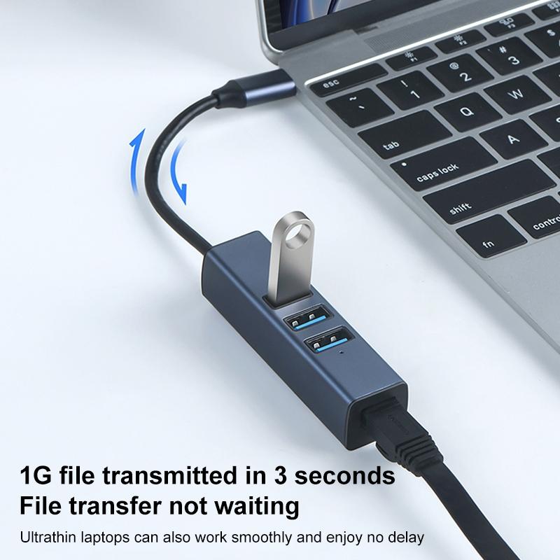 4-In-1 Usb3.0 + Dual Usb2.0 + Rj45 Hub Adapter 3