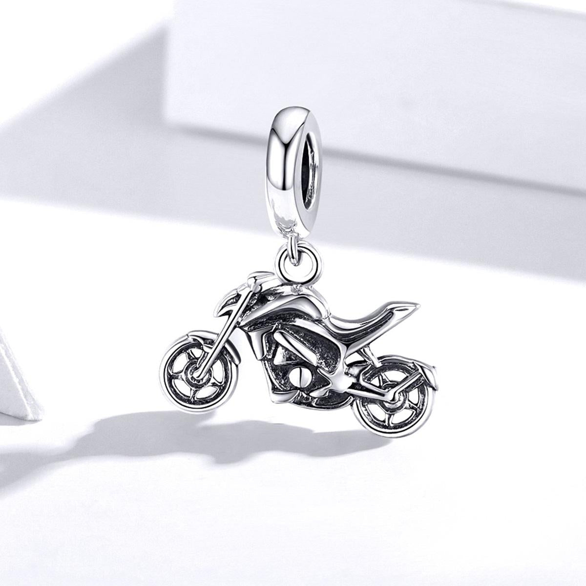 925 Sterling Silver Motorcycle Pendant For Bracelet Or Necklace 3