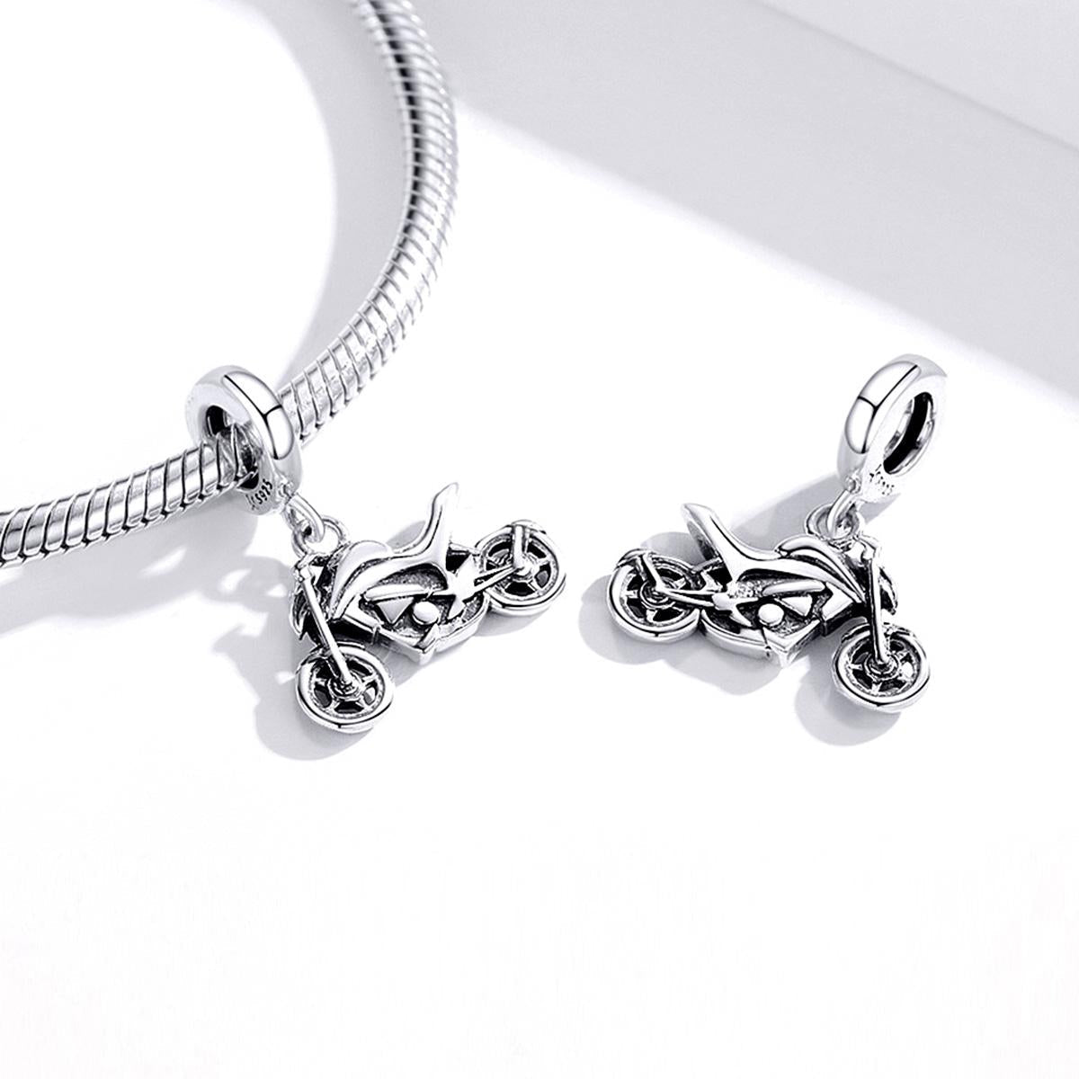 925 Sterling Silver Motorcycle Pendant For Bracelet Or Necklace 5