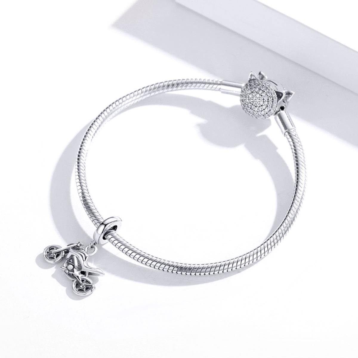 925 Sterling Silver Motorcycle Pendant For Bracelet Or Necklace 6