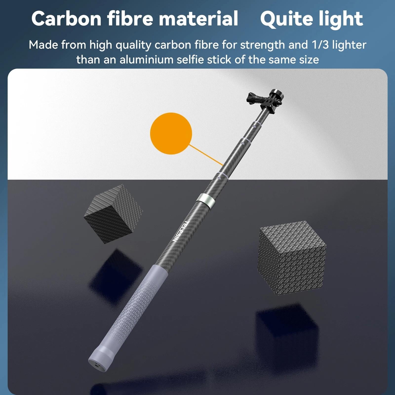 Carbon Fiber Selfie Stick for Action Cameras - 1 / 4 Screw 3
