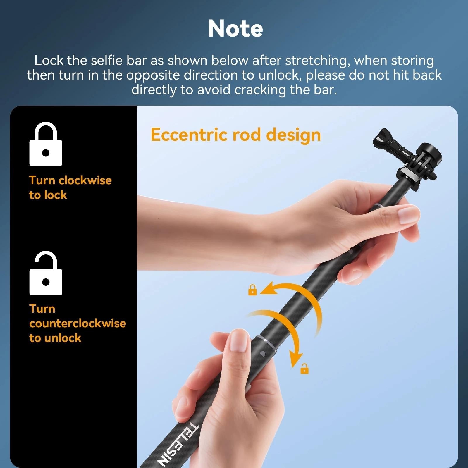 Carbon Fiber Selfie Stick for Action Cameras - 1 / 4 Screw 4