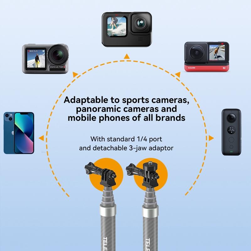 Carbon Fiber Selfie Stick for Action Cameras - 1 / 4 Screw 5
