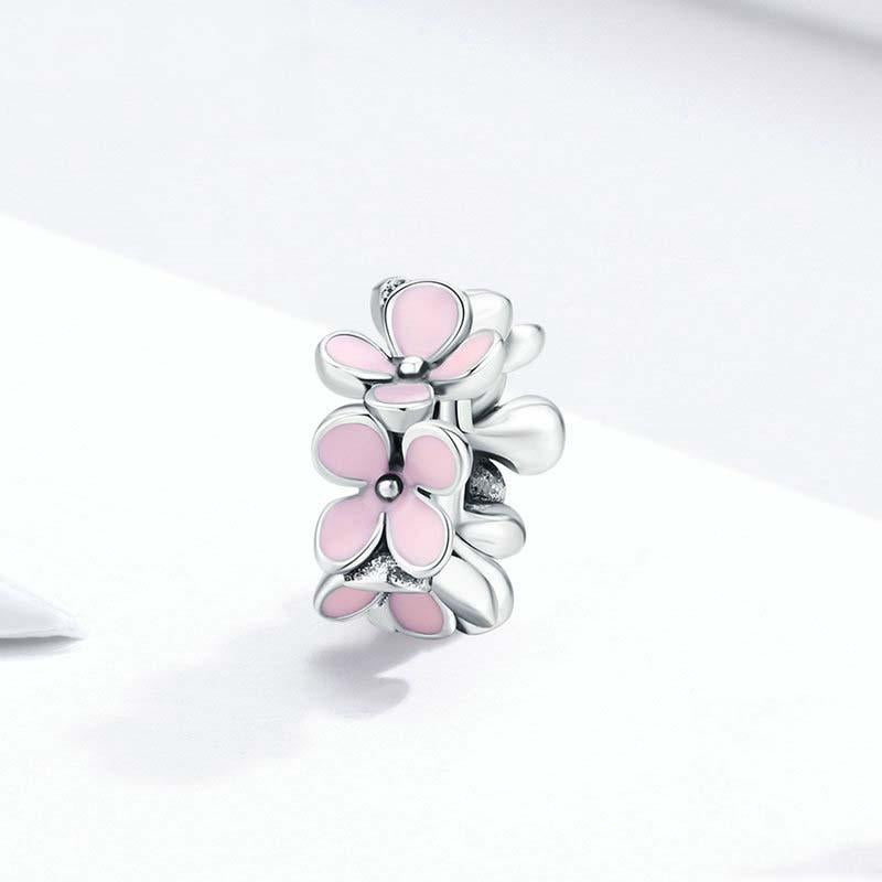 925 Sterling Silver Enamel Flower Charm Bracelet 3