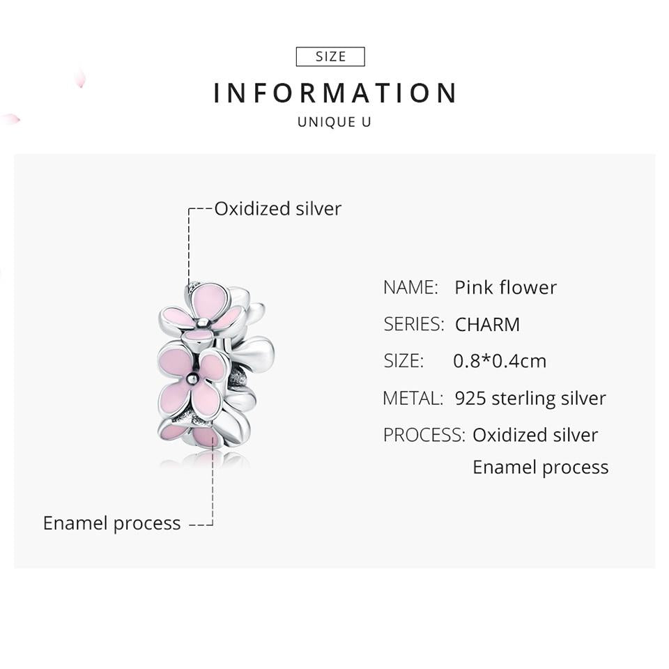 925 Sterling Silver Enamel Flower Charm Bracelet 5